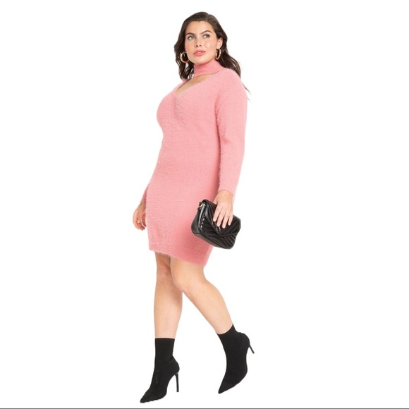 Eloquii Dresses & Skirts - ELOQUII Open Neckline Sweater Dress in Pink Mauve